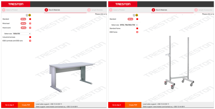 Select the frame size and product functionality